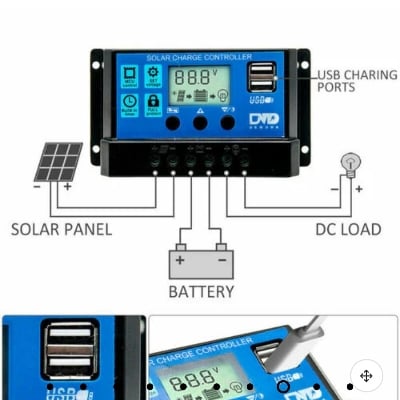 Picture of Digital 12V 10A PWM Solar Charge Controller Morita LCD Display Overcharge Under Voltage  Upper Voltage Protection For 10W-100W 