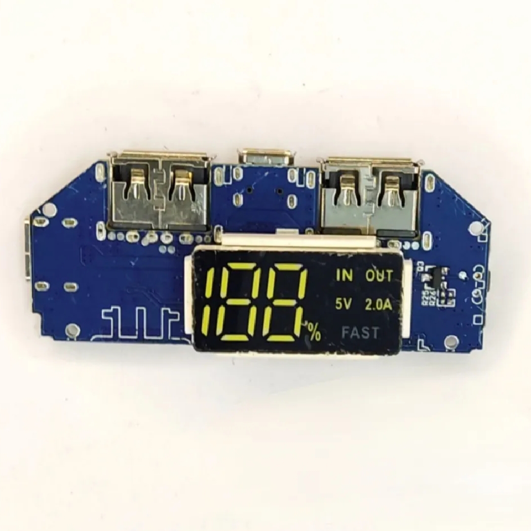 Picture of Digital Power Bank Circuit LED Display 2 USB Output 5V 2A Micro USB Type C Charging Black