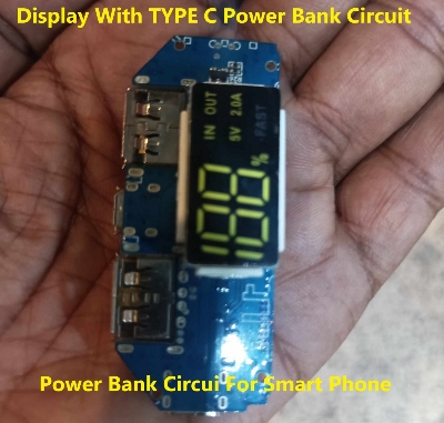 Picture of Digital Power Bank Circuit LED Display 2 USB Output 5V 2A Micro USB Type C Charging Black