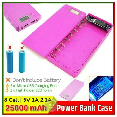 Picture of 8x18650 Power Bank Casing with Digital LCD Display Circuit 5V 2A 2xUSB Output 2xCharging Port without Battery for Mobile Phone Charging 5V USB LED etc Random Color