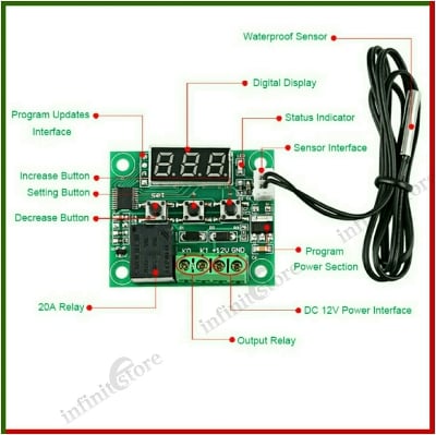Picture of 3 Pcs W1209 Incubator Temperature Controller Heat-Cool DC12V 10A Relay Control AC DC Light Bulb Fan Heater 3pcs W1209
