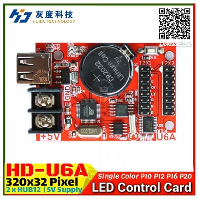 Picture of HD-U6A USB Port 32*320 pixels Single /double color LED Control Card Asynchronous Controller max 20pcs P10 display module support 