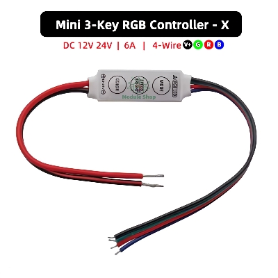 Picture of 3-Key Mini RGB Controller 2A * 3CH USB 5V DC 12V 24V 4-Pin 4-Wire 3-Channel CE RoHs Small Volume PWM Output Signal LED Dimmer Multicolor