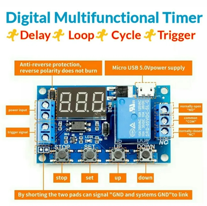 Picture of DIY Incubator Turning Motor Controller Turning Control Timer Supply 5-30V 10A Relay Using W1209 XH-M452 XH-W3001 Replace XM-18 XM-18S Multi-color