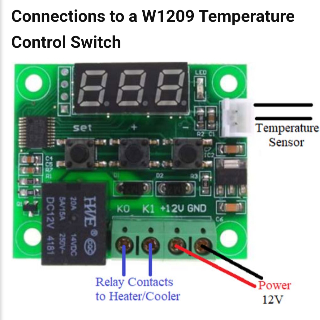 Picture of W1209 Incubator Temperature Controller DC 12V Supply NTC Waterproof Sensor Use in Incubator Aquarium Air Condition Heating and Cooling Projects Red