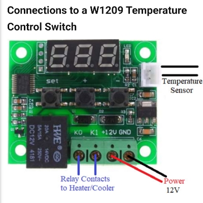 Picture of W1209 Incubator Temperature Controller DC 12V Supply NTC Waterproof Sensor Use in Incubator Aquarium Air Condition Heating and Cooling Projects Red