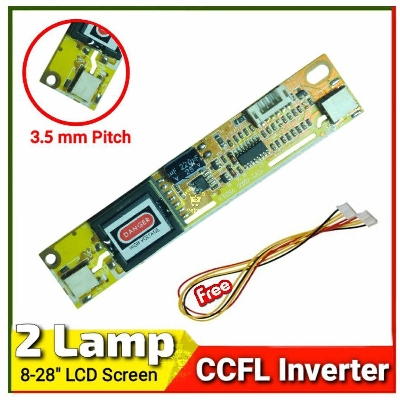 Picture of Universal 2 Lamp Backlight Laptop LCD CCFL Inverter Board 125*25mm For 10-19" Screen 10V-20V For Screen Module DC To AC Board Yellow