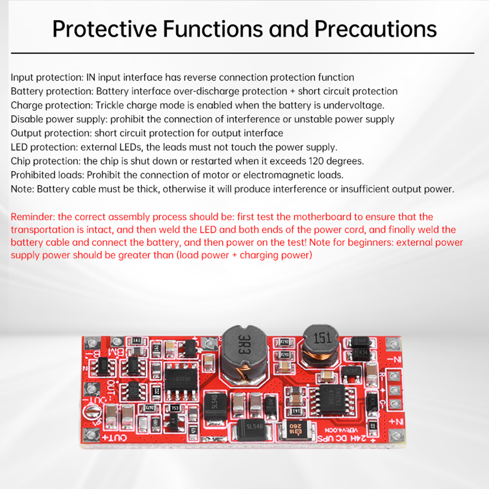 Picture of DC 12V/15V 24W 1A UPS Power Supply Module Uninterruptible Power Control Board 2S V4.0CN Charging Step Up Protection Module Multicolor