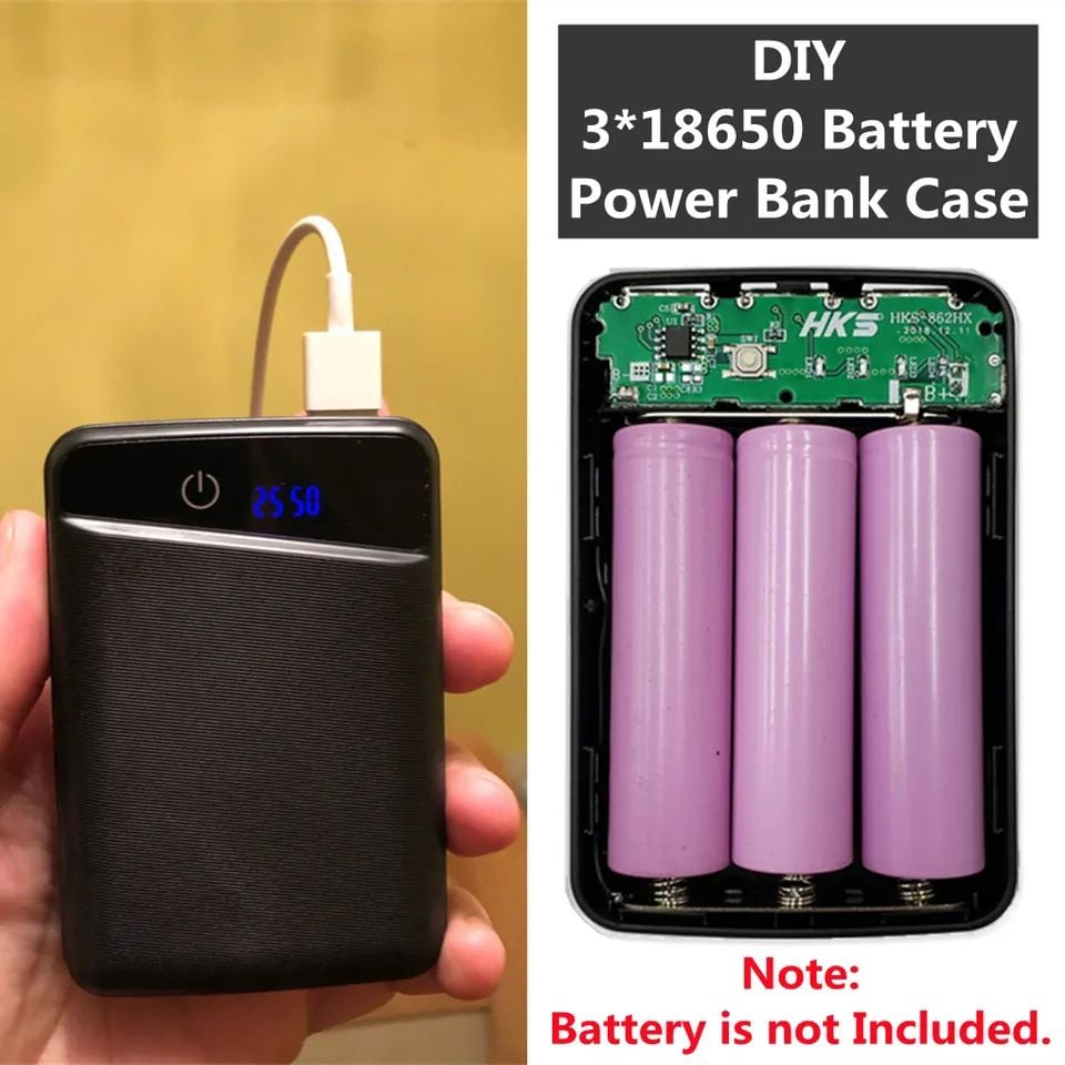 Picture of DIY Battery Charger Box for 3x18650 Power Bank Casing with Circuit 5V 1A 3xUSB Output 1xCharging Port without Battery for Mobile Phone Charging 5V USB LED etc 
