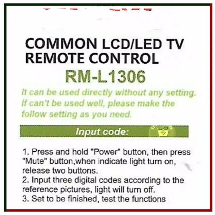 Picture of RM-L1306 All-in-One Universal TV Remote Control Replacement for All China Brand LED LCD Smart TV Black