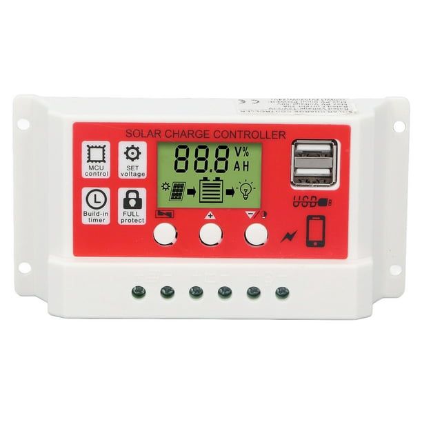 Picture of Solar Charge Controller 12V 24V 10A 20A Dual Usb Function Auto Output Regulator Pv Home Battery Charger Lcd Display Digital Pwm Charge Controller 10A 20A Charging And Output - Multimeter 