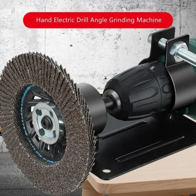 Picture of Electric Hand Drill Cutting with polish pad wrench polishing grinding seat stand holder set machine bracket rod bar - Innovative Design Black