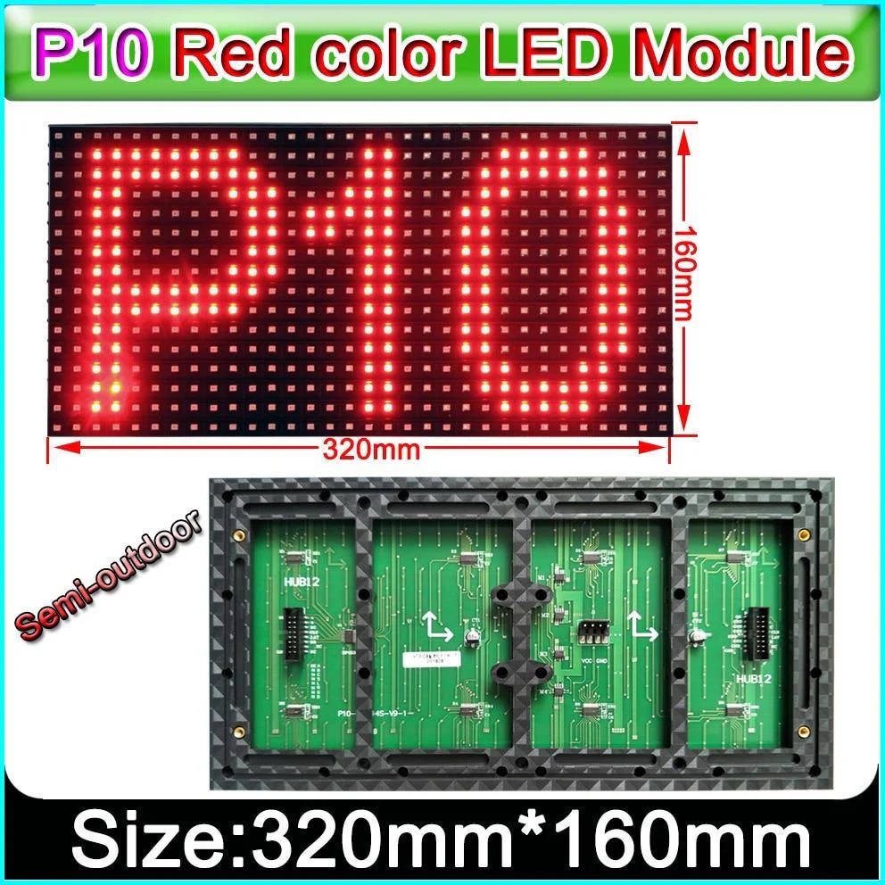 Picture of P10 Single Color Red Green Blue Yellow White LED Module smd 32x16 Pixel 320x160 mm Size 12x6 inch for LED Messeges display Scrolling Text led signboard 