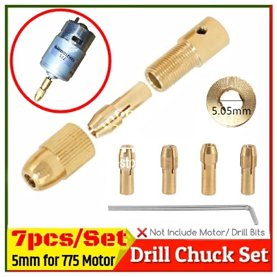 Picture of Small Drill Chuck Set 5mm Electric Motor Drill Chuck Micro-Twist Drill Chuck Tool Set 0.5-3.0mm drill collet for 775 DC Motor 5mm Golden