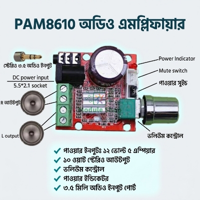 Picture of PAM8610 Volume Control Audio Amplifier 2x15W Stereo Similar TDA2030 XH-M139 