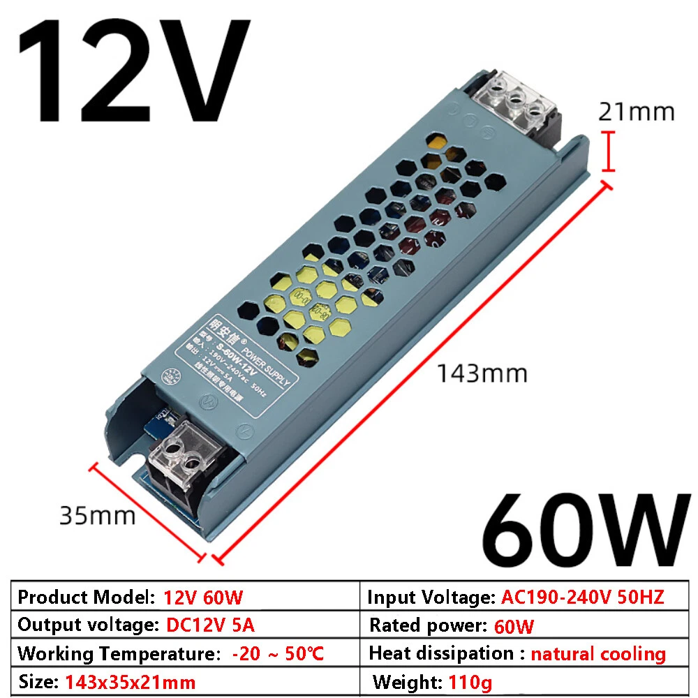 Picture of 12V 5A 60W SMPS Power Supply lighting Transformer For Tec1-12706 775 Motor 775 Water Pump LED Strip light CCTV Camera W1209 XH-M452 