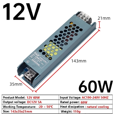 Picture of 12V 5A 60W SMPS Power Supply lighting Transformer For Tec1-12706 775 Motor 775 Water Pump LED Strip light CCTV Camera W1209 XH-M452 