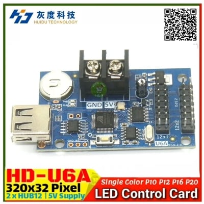 Picture of Huidu HD-U6A Single Color 2 Line Hub 12 LED Control Card 2 Line Pixel Support P10 P16 P20 Single Color Panel Replace HD-WF1 HD-D15 