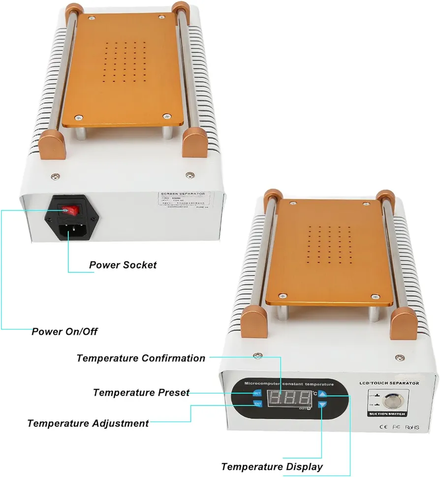 Picture of 7 inch LCD Screen Separator Built-in Vacuum Pump Screen Repair copper Hot Plate For Mobile Phone Repair White