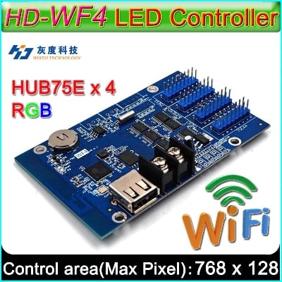 Picture of HD-WF4 Wi-Fi + USB Asynchronous Full color led control card Android Apps Operated 4x Hub75 Port 768x128 pixel for P3 P5 P6 P10 RGB LED Panel Replace HD-U60-75 HD-U6A RHX-Q4 