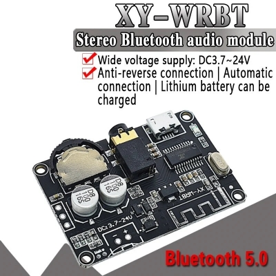 Picture of XY-WRBT Bluetooth 5.0 Stereo Audio Receiver board connect to XH-M139 TDA2030 for Quality Sonund 