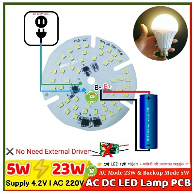 Picture of Emergency Lamp Plate AC DC Backup Lamp Plate Connect AC 220V and 3.7V Battery 