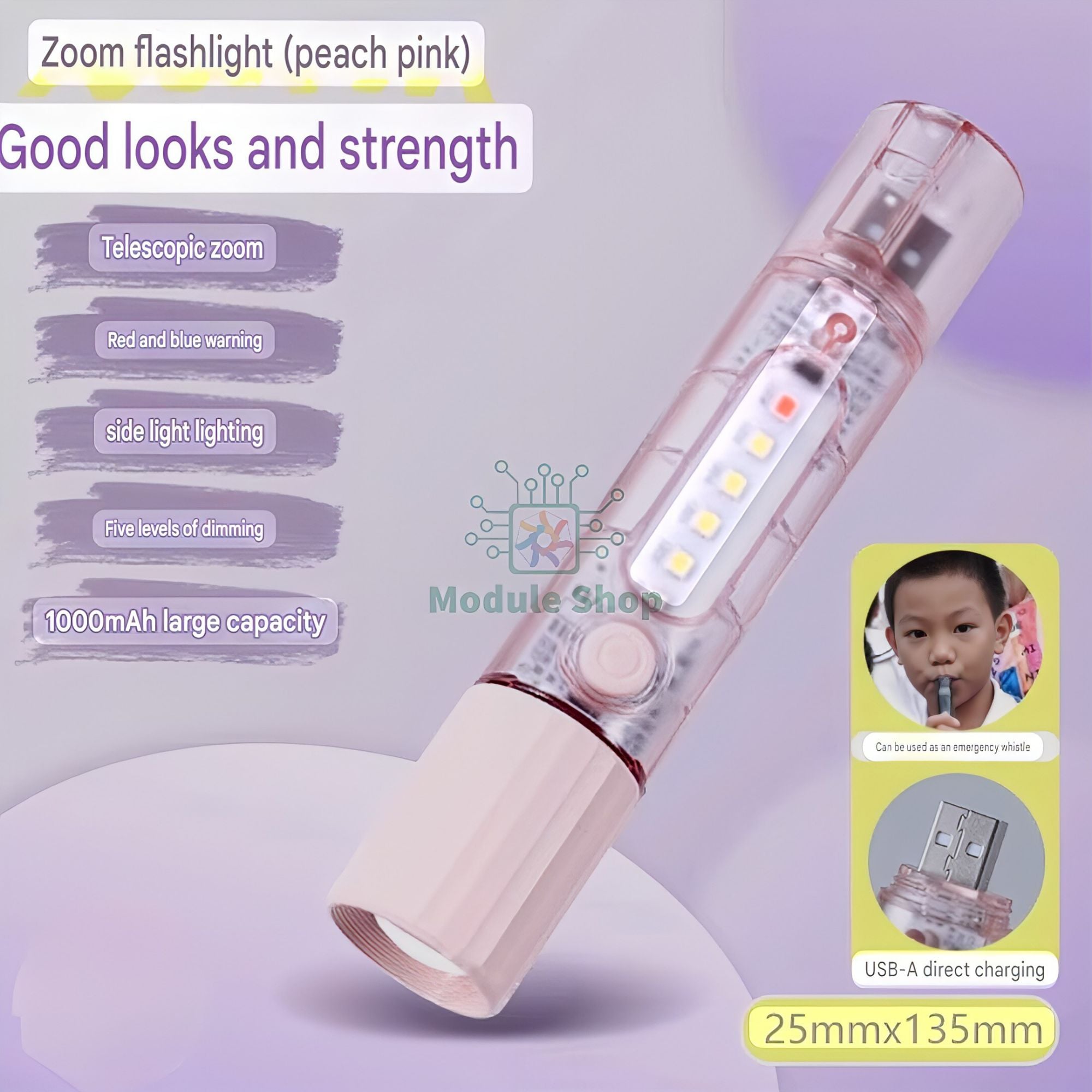 Picture of Multifunctional Powerful LED Torch High-Intensity Flashlight with Telescopic Zoom USB Rechargeable Portable Flashing Brigantines Control Red Blue Traffic Signal Functionfor Home Use, Emergency Use and Students 
