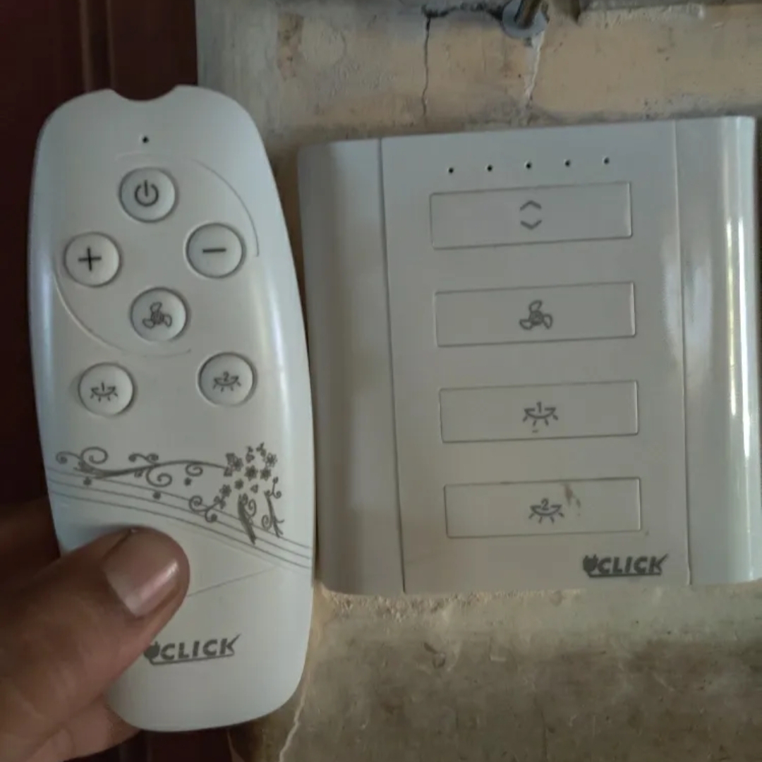 Picture of Click Remote Control Light Fan Switch 1 Fan ON OFF with Speed Control & 2 Light ON OFF RF Remote Control + Manual Switch 