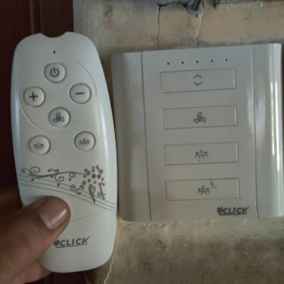 Picture of Click Remote Control Light Fan Switch 1 Fan ON OFF with Speed Control & 2 Light ON OFF RF Remote Control + Manual Switch 