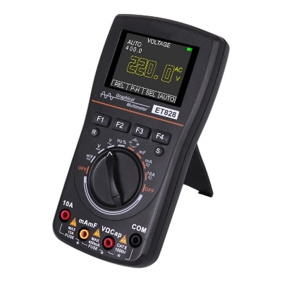 Picture of Digital Oscilloscope Multimeter Current Voltage Capacitance Resistance Frequency Tester Analog Bar Graph Data Waveform Display 20KHZ Bandwidth Auto Range Backlight ET828 