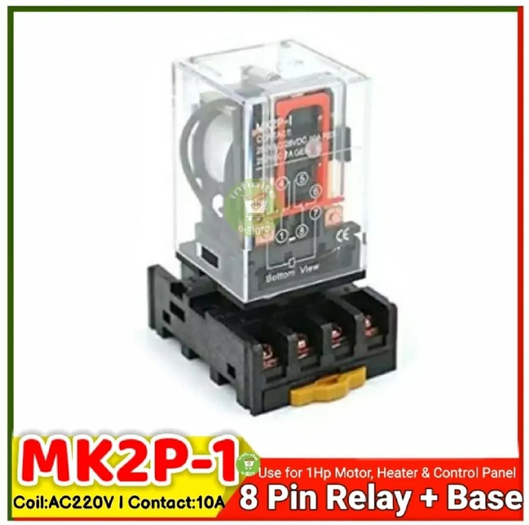 Picture of 220VAC 10A Mini Electromagnetic Relay Fender Finder Relay 60.12.8.220.0040 and MK2P-1 General Purpose Relay Coil Voltage AC 220V 2 pole 8 Pin Round Use for Household and Industria Incubator Geyser Heater 