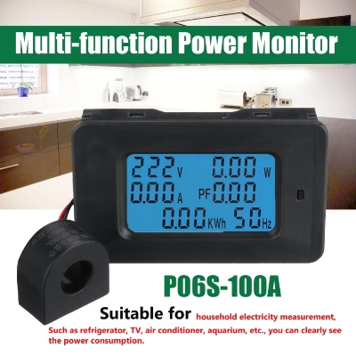 Picture of AC 22Kw 50~300V 0~100A 45~65Hz Digital AC Volt Current Capacity Time Temperature Power Energy Monitor Meters Tester Detector 