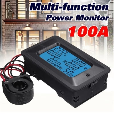 Picture of AC 22Kw 50~300V 0~100A 45~65Hz Digital AC Volt Current Capacity Time Temperature Power Energy Monitor Meters Tester Detector 