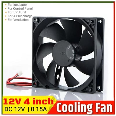 Picture of DC 12V 4 inch 2 Wire Cooling Fan for CPU Casing Power Supply Egg Incubators Black
