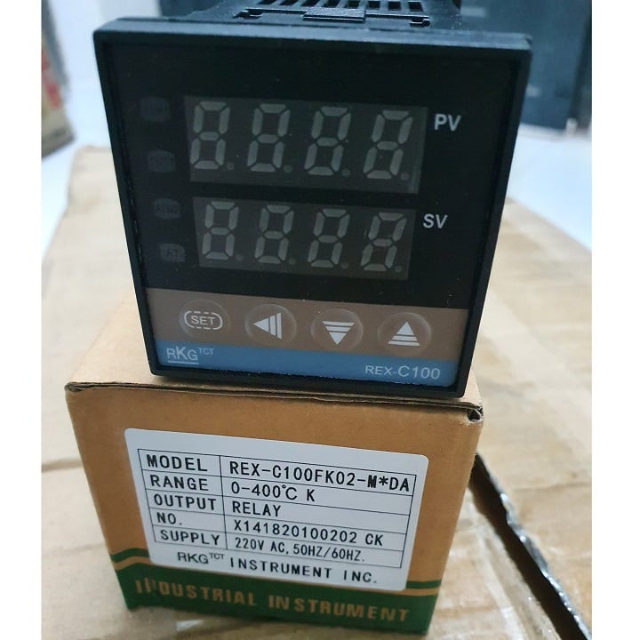 Picture of Dual Digital RKC PID Temperature Controller REX-C100 with Sensor Thermocouple K, Relay Output 48x48mm 