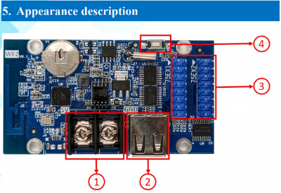 Picture of Huidu HD-WF2 Asynchronous USB + wifi Full Color Led Control Card With hub75 Port For P3 P3 P5 P6 P10 RGB LED Panel Repalce HD-U60-75 HD-W60-75 HD-U6A HD-WF2
