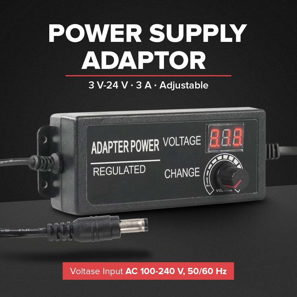 Picture of Adjustable Power Adapter 3V-24V 5A with LED Voltmeter 24V Variable Power Supply For 775 DC Motor  LED Monitor Audio Amplifier DC Water Pump - Multi Plug - Multi Plug 