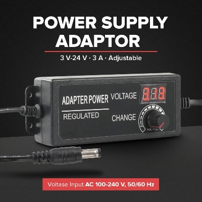 Picture of Adjustable Power Adapter 3V-24V 5A with LED Voltmeter 24V Variable Power Supply For 775 DC Motor  LED Monitor Audio Amplifier DC Water Pump - Multi Plug - Multi Plug 