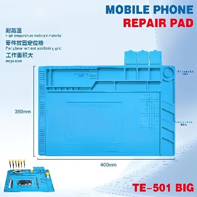 Picture of Silicone Solder Mat Magnetic Heat Insulation Mobile Repairing Mat with Tools Parts Organizer Electronics Repair Mat for Soldering Iron 858A 878D Heat_Gun Phone and Computer Repair Repair Tools Mate TE-502 TE-501 
