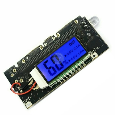 Picture of Digital Power Bank Circuit 5V 2A LCD Display 2 USB Output Micro USB Charging Port LED Torch use 8x18650 Li-ion Battery 