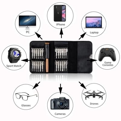 Picture of XW-6025 25 in1 Portabel Interchangeable Screwdriver Set for Telecommunication Mobile Phone Repair Tool Kit Wallet Type for iPhone iPad Laptop 