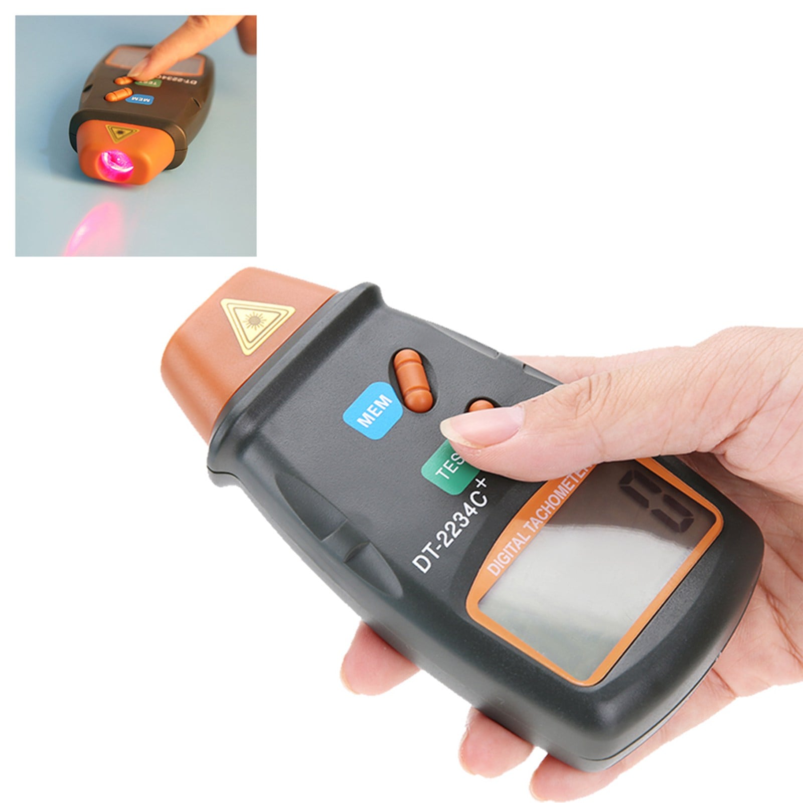 Picture of DT2234C+ LCD Non Contact Handheld Digital Laser Tachometer RPM Speedometer Speed Gauge Engine Tester Measuring Tool 