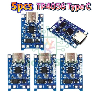 Picture of TP4056 Lithium Battery Charger Board with Battery Protection Type C and Micro USB Charging Port 5V 1A using mini UPS Circuit for wpg Onu Router 5pcs Per Pack Micro USB Port
