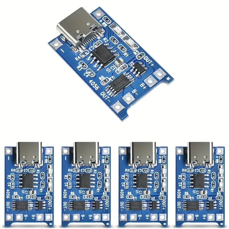 Picture of TP4056 Lithium Battery Charger Board with Battery Protection Type C and Micro USB Charging Port 5V 1A using mini UPS Circuit for wpg Onu Router 5pcs Per Pack Micro USB Port