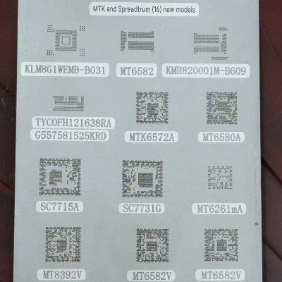Picture of A97 Universal IC Reballing Sheet BGA Stencils for Samsung HTC Huawei Android Button Mobile Directly Heated Mediatek MTK Spreadtrum Ram Rom Power Management Chip RF Transceiver GSM GPRS SoC Reballing Stencils Kit 
