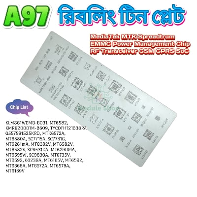 Picture of Universal IC Reballing Sheet BGA Stencils for Samsung HTC Huawei Android Button Mobile Directly Heated Mediatek MTK Spreadtrum Ram EMMc Power Management Chip RF Transceiver GSM GPRS SoC Reballing Stencils Kit A97 Similar A100 A99 A98 