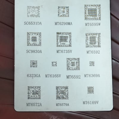 Picture of Universal IC Reballing Sheet BGA Stencils for Samsung HTC Huawei Android Button Mobile Directly Heated Mediatek MTK Spreadtrum Ram EMMc Power Management Chip RF Transceiver GSM GPRS SoC Reballing Stencils Kit A97 Similar A100 A99 A98 