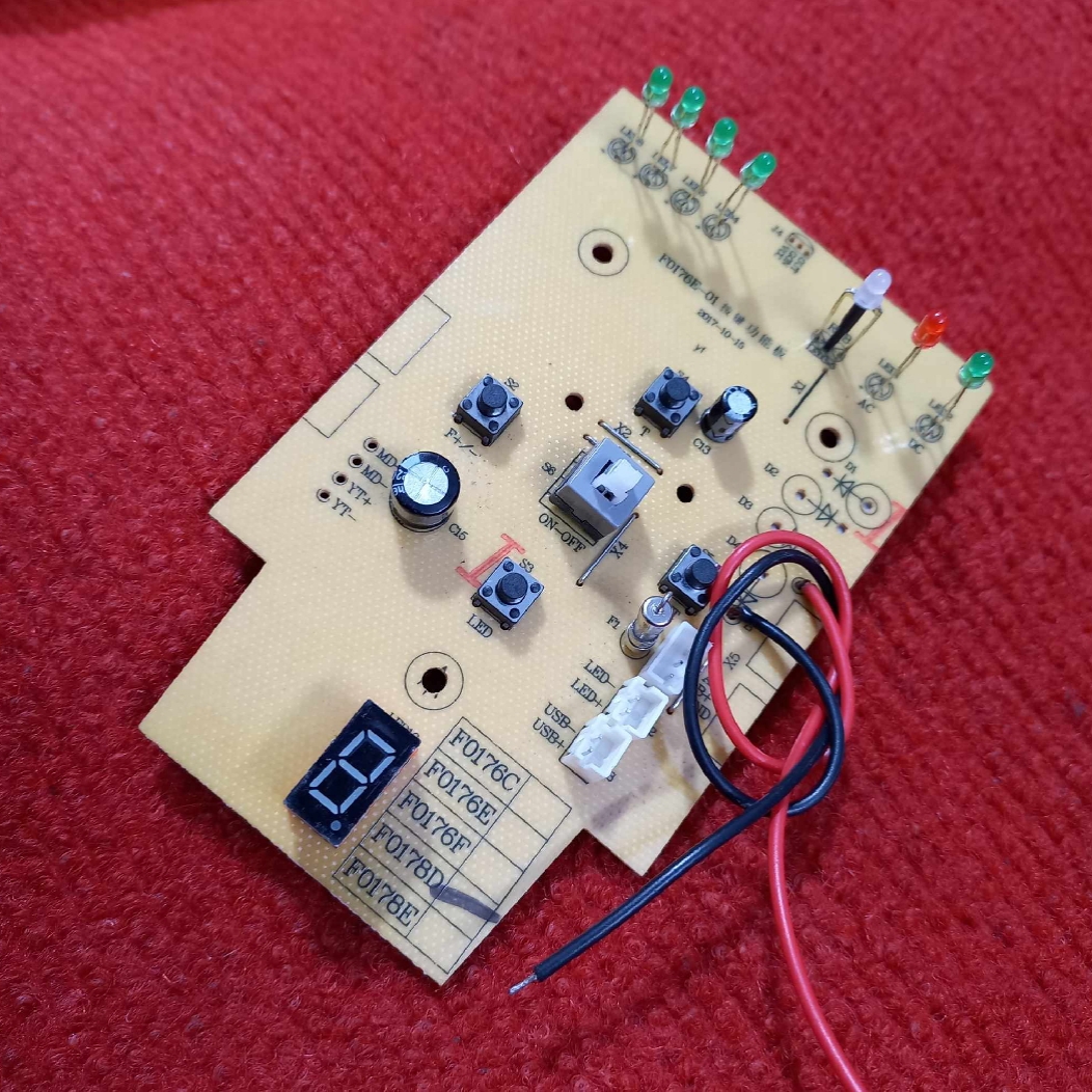 Picture of F0178D Rechargeable Fan Control Circuit Board Digital LED Display PWM Fan Speed Control LED Lamp ON OFF USB Function Replacement Parts for Sogo Sunca Defender Kennede AC / DC Rechargeable Fan 