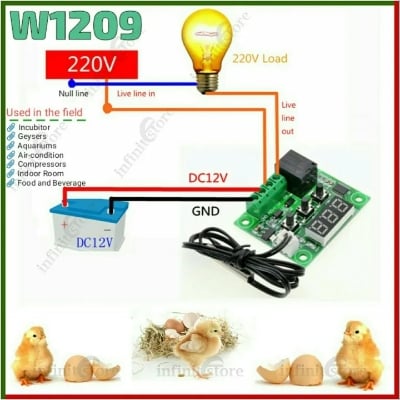 Picture of Incubator Temperature Controller DC 12V NTC Sensor W1209 for incubator Aquarium AC Room Heater Geyser Heating & Cooling System 