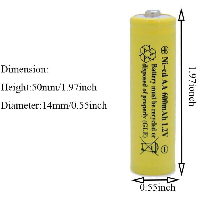 Picture of NiCd AA 1.2V Rechargeable Batteries 2 pcs for Solar Garden Lights, Pathway Lights Landscape Lighting 